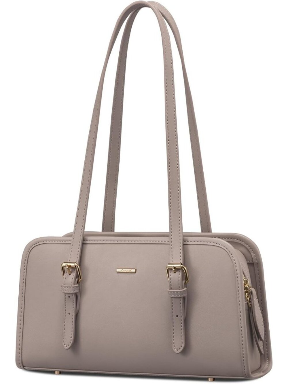 Women Nude Mini Leather Hobo Shoulder Bag Vintage Zip Clutch Trendy Purse